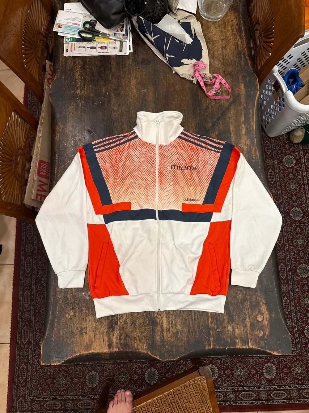 UM Basketball Jacket ADIDAS Men's Brion Snake Print Full Zip White Track Jacket